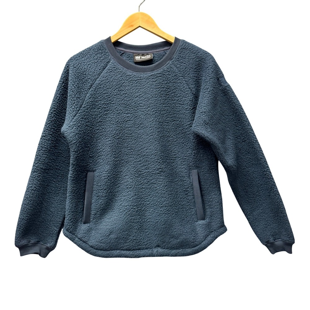 Helly Hansen Sweatshirt Escape Teddy Sweater Womens Small Crewneck Blue Pullover